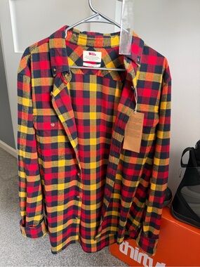 Fjallraven Red, Yellow, Black Plaid Men's Shirt